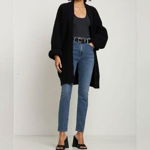 CITIZENS OF HUMANITY juni long sleeve scoop neck top Dark Gray Grey Large - Picture 2 of 16